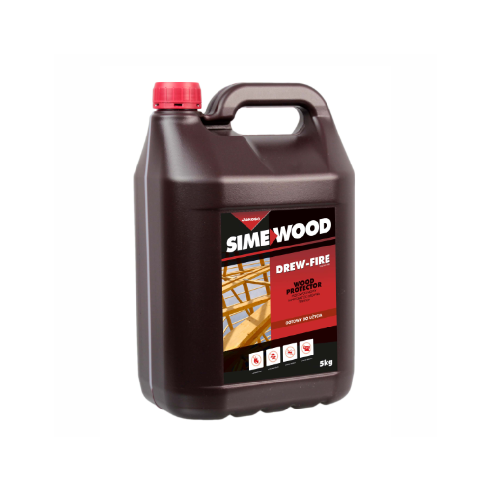 SIME PLAST DREW-FIRE przeciwogniowy bezbarwny impregnat do drewna, chroni przed działaniem ognia, owadów, pleśni i grzybów 5kg
