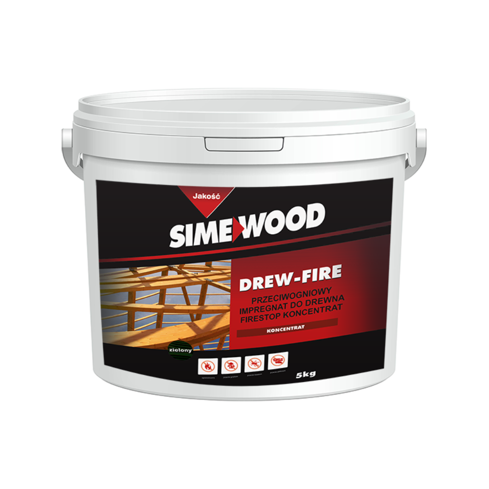 SIME PLAST DREW-FIRE przeciwogniowy impregnat-koncentrat do drewna, chroni przed działaniem ognia, owadów, pleśni i grzybów 5kg