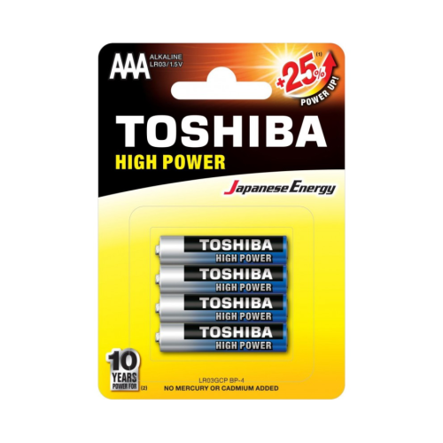 TOSHIBA HIGH POWER jednorazowe baterie alkaiczne AAA/LR03 1,5V 4szt.