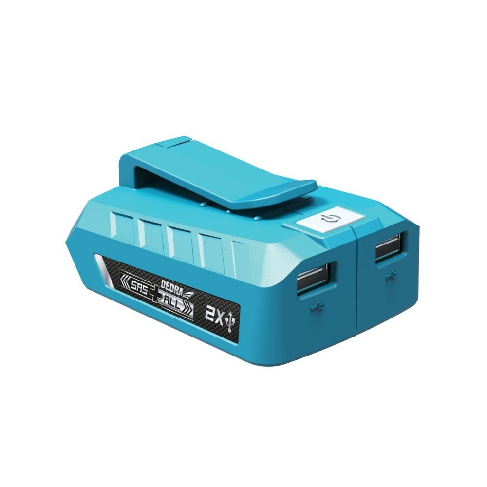 DEDRA SAS+ALL ładowarka USB, adapter do akumulatora, powerbank do elektronarzędzi 2 USB (DED7003)
